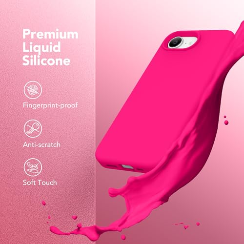 Image of Magnetic for iPhone 17e /iPhone 16e Case, Compatible with MagSafe, [Soft Anti-Scratch Microfiber Lining] Slim Silicone Shockproof Protective Phone Case for iPhone 17e /16e 6.1 inch, Hot Pink