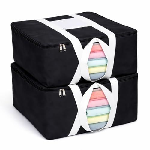 Image of EASY HOME 70 litre Storage Bags for Clothes Large | Cloth Storage Organizer with Zip Closure | Wardrobe Bag for Sarees, Quilts & Blankets | Moisture Proof Nylon Cover Bag (54x46x28 cm)