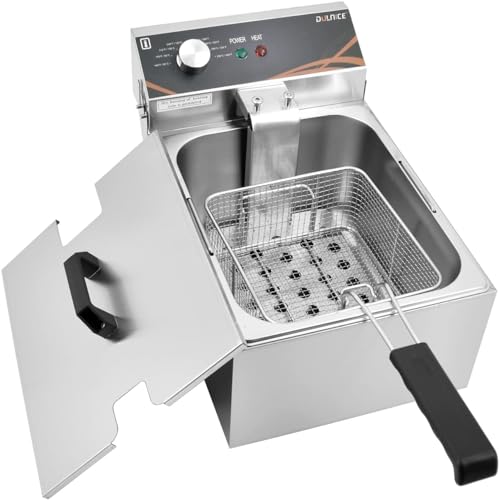DULNICE Deep Fryer with Basket for Home Use & Commercial,8.46 Qt/8L Electric Deep Fryer,1500W Countertop Stainless Steel Fryer Single Tank for Restaurant Kitchen