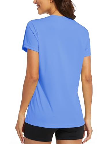 Image of MAGCOMSEN Women's Short Sleeve T-Shirts UPF 50+ Sun Protection Shirts Quick Dry Athletic Running Workout Tops Rash Guard
