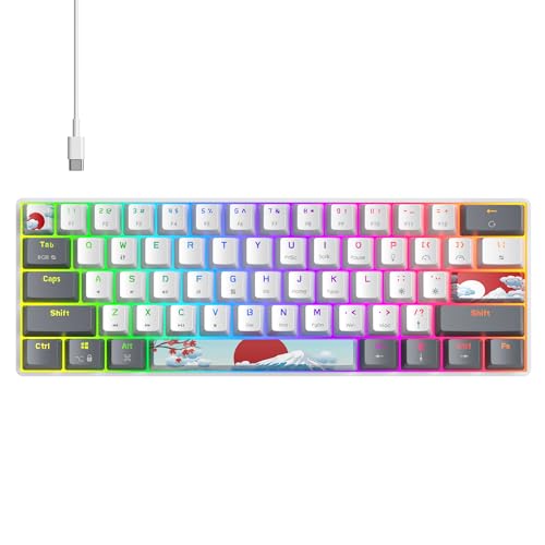 Image of 60 Percent Gaming Keyboard Portable Wired Mechanical Keyboard Ultra Compact Keyboard RGB Backlit Red Switch for Windows PC Laptop Gamers(61 White)