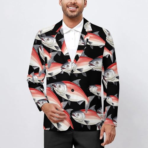Salmon Men's Slim Suit Long-Sleeve Prom Tuxedo Classic Two Button Business Jacket2
