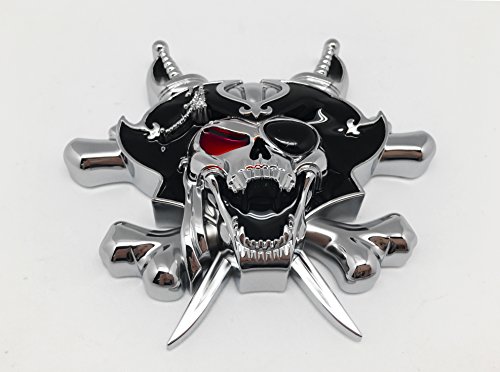 3D Custom Chrome Pirate Crossbone Skull Cross Knives Evil Emblem Badge Sticker Decal Car Motorcycle Truck