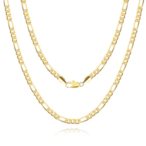 14K Gold Figaro Chain for Women 5MM Gold Chain Necklace for Men Italian Craftsmanship Stackable 20 Inch
