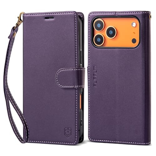 FLIPALM Wallet Case for iPhone 17 Series with Wrist Strap - PU Leather Folio Flip with Credit Card Holder & Kickstand, Protective Cover (Purple, for iPhone 17 Pro) by FLIPALM - Used condition - US$11.84