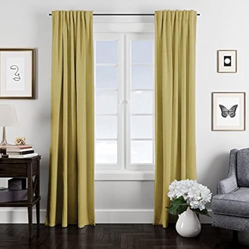 Image of LINENWALAS Cotton Back Tab Solid Linen Semi Sheer Textured Hangs Elegantly With Back Loops Long Door Curtains For Home Decor (4.5X9 Ft, Beige ), Set Of 2