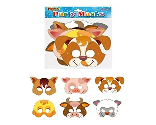 Playwrite Lot de 12 masques en carton animaux de la ferme