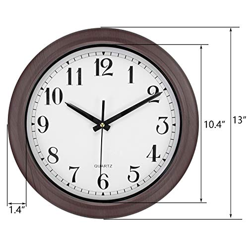 Hedume Round Wall Clock Silent Non Ticking, 13 Inch Quality Quartz Battery Operated Easy to Read Waterproof Wall Clock for Home, Office, Classroom, School (Brown Stripes) Hedume Round Wall Clock Silent Non Ticking, 13 Inch Quality Quartz Battery Operated Easy to Read Waterproof Wall Clock for Home, Office, Classroom, School (Brown Stripes)