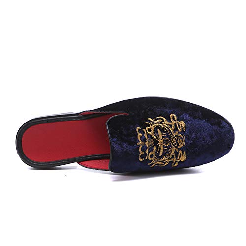 FLQL Men's Leather Scuff Slippers Velvet Slip On Loafers Fashion Backless Mule Clogs Anti-Slip Sandals Slides for Men and Women Designer Size 7-134