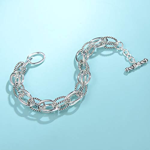 UNY JEWEL Bracelet Designer Brand Inspired Antique Women Jewelry Double Twisted Cable Link Wire Vintage Valentine (Silver)2