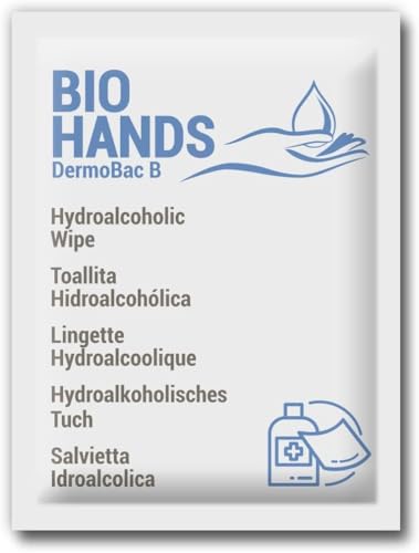 GPQ - BIOHANDS Toallitas Hidroalcohólicas 70% Alcohol | 500 uds | UNE EN 14476, 1040, 1275 | Perfumadas | TNT 100% Biodegradable | Higienizante de Manos | Sin Parabenos | Fabricado en España