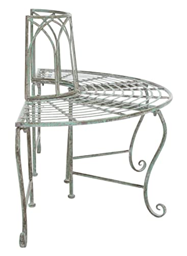 Image of SAFAVIEH Outdoor - Abia Iron Tree Bench - Antique Dark Green Iron Metal - Vintage Scrollwork Garden Design - Ideal for Patio, Deck, Porch, Garden, 17 inch Seat Height (PAT5018D)