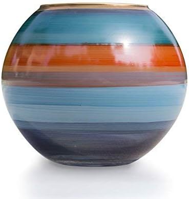 Angela neue Wiener Werkstaette Glass Ball Vase 15 x 15 x 13 cm Orange/Water Blue