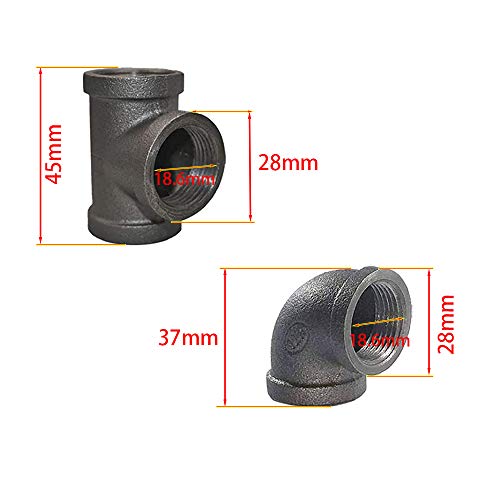 Malleable industrial threaded fitting furniture Malleable Iron Cast black pipe fittings 1/2 inch pipe tee elbow, DIY Pipe Furniture, 1/2 Inch black iron pipe Threaded Pipe Nipples Industrial Piping