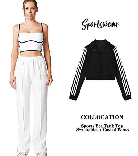 Image of Sleeveless Spaghetti Strap Padded Sports Bra Tank Tops Square Neck Double Layer Workout Fitness Basic Crop Tops