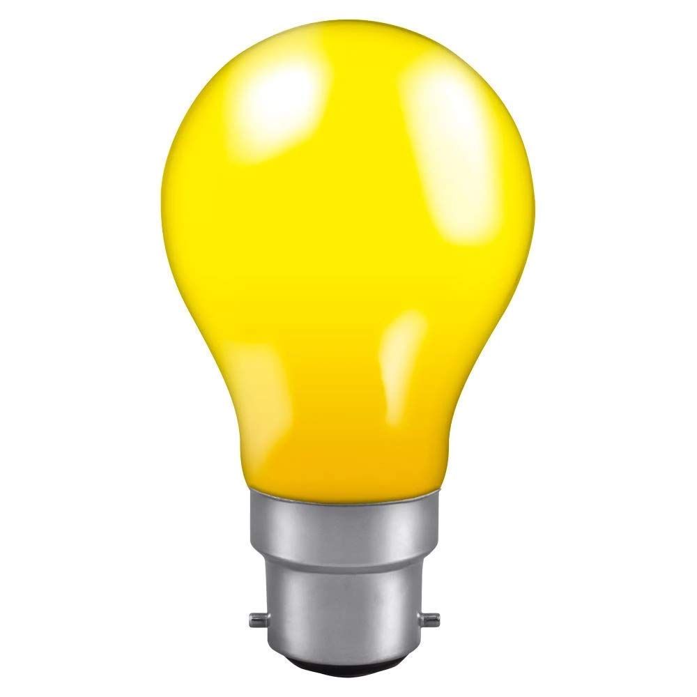 Crompton Lamps 25W GLS BC-B22d Dimmable Colourglazed IP65 Yellow BC Bayonet B22 Incandescent Traditional Outdoor Festoon Light Bulb
