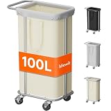 Lifewit Cesta Grande de Lavandería de 100L con Ruedas, Organizador de Cesta de Ropa Sucia de 1 Sección Alta, Carrito de Lavandería con Marco de...