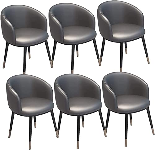 SJIALEN Modern Dining Chairs Set of 6, for Living Room Reception Office Chairs PU Leather Seat Backrest Metal Legs Kitchen Chairs Kitchen Chair (Color : Dark Gray, Size : 42x42x75cm)