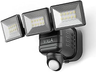 Battery Powered LED Outdoor Security Light, 750LM Wireless Motion Sensor Light, Dimmable, IP65 Waterproof Floodlight Exterior Security Lights for Garage, Yard, Porch, Patio, Black