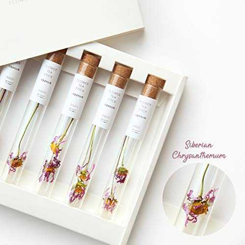 Image of KKOKDAM Tea Gift Set - Siberian Chrysanthemum Blooming Stick Flowers - Fancy Korean Gifts For Tea Lovers - 5 Premium Flower Sticks