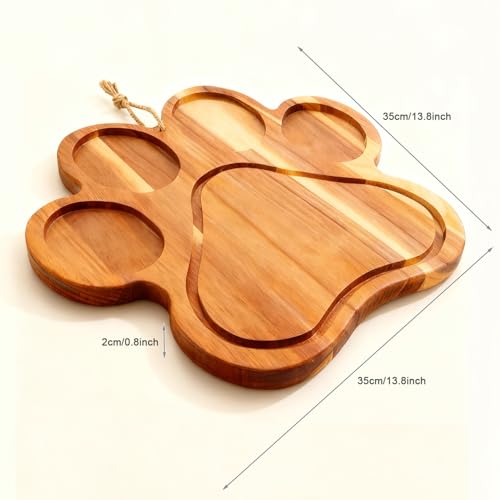 Tabla de Cortar Grande en Forma de Huella de Acacia de 35 cm - Regalo para Amantes de Mascotas miniatura 2