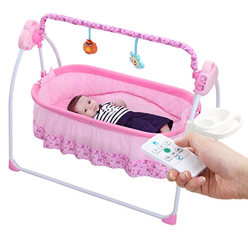 WBPINE Baby Swing Cradle, Automatic Baby Bassinets Swing Crib for Boys and Girls with Music (Pink)