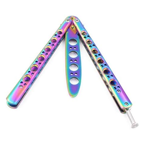 AUFIKR Rainbow Stainless Steel Flip Trainer Practice Tool Thick Blade Cover