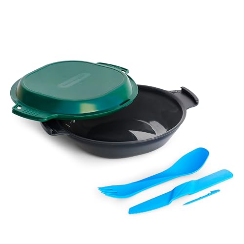 humangear GoKit+ Light - 6-Tool Camping Mess Kit, Charcoal/Green