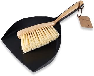 ENA Living Bamboo Dust Pan & Brush Set, Eco-Friendly Dustpan & Brush, Perfect For Household Cleaning, Sturdy & Effective Dust Pan, Bamboo Sweeping Brush, Stylish & Sustainable Brush & Pan Set