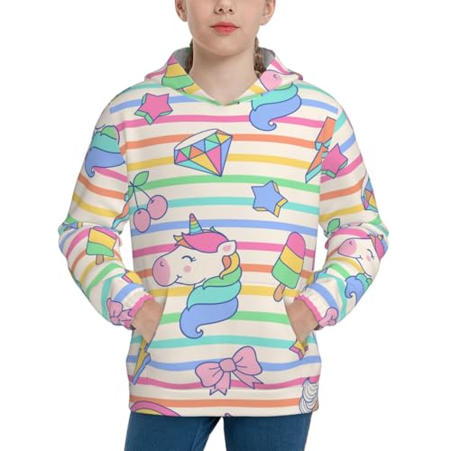 Cute Unicorn Kid Hoodies Boys Sweatshirts Girls Pullover with Pocket - Main Image