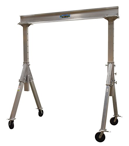 Vestil AHA-4-10-10 Aluminum Adjustable Height Gantry Crane with Phenolic Casters 10 Ft. x 10 Ft. 4000 Lb. Capacity Silver