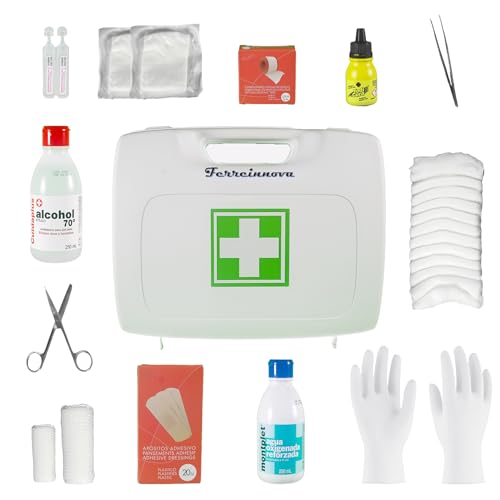 FERREINNOVA® Botiquin maletin homologado 26 cm x 21 cm x 8 cm primeros auxilios con dotación portatil