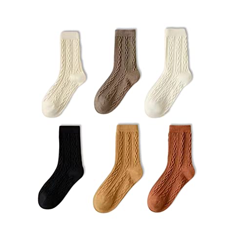 6 Pairs Cotton Socks for Women Men Girl 6Pcs Thick Knit Boots Breathable Winter Crew Socks Set Gifts