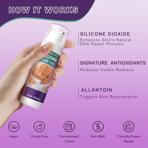 Silicone Scar Cream Scar Gel - Advanced Scar Gel Scar Treatment for Stretch Marks Removal, Old & New Scars, Surgical Scars, Burns, Acne, C-Section, Keloid Scar Treatment for Women & Men, 1.76Oz - Thumbnail 2
