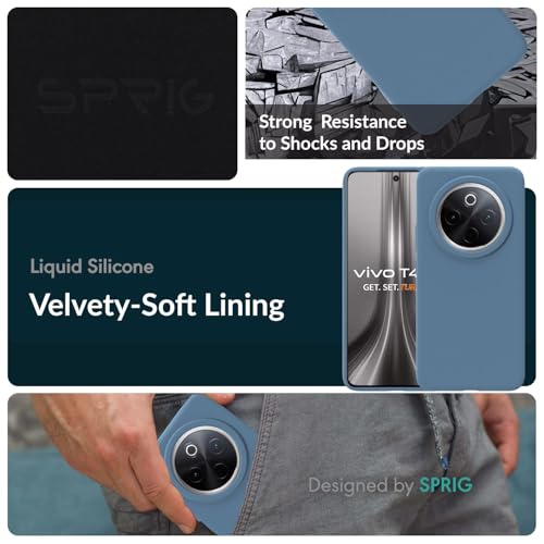 Image of SPRIG Compatible with Vivo T4 Premium SilkTone Back Cover Drop Tested Shock Proof Mobile Case for Men, Women, Boys and Girls with Camera Protection (Denim Blue)