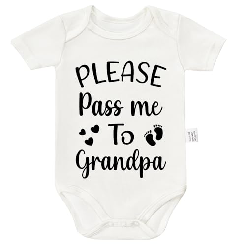 Please Pass Me to Grandpa Bodysuits, First Time Grandpa Gifts Baby Items Cute Baby Newborn Cotton Bodysuit 0-24 Months