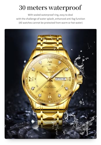 Image of OLEVS Men's Waterproof Watches Stainless Steel Waterproof Chronograph Wrist Watches Luxury Dress White Luminous Big Face Analog Quartz Male Watches