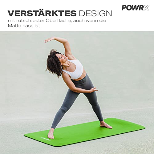 Powrx Yoga Mat Thick | Exercise Mat 1/2" - 3 Widhts With Carrying Strap And Bag | Non-Slip Workout Mat For Women Men Home Fitness Stretching Pilates Gymnastics Floor Gym Equipments, Green #TOP4