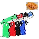 Rubber-Band-Gun,Mini-Metal-Foldable-Toy Gun Keychain and 240 Rubber Bands for Outdoor Activities Game, Rubber Launcher Toy Gifts for Kids(4pcs)