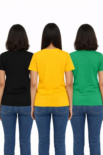 Image of Hangout Hub HH95 Tshirt for Womens | Regular Fit | Super Combed Cotton Women T-Shirt | Solid Plain Tees | Round Neck T Shirt | Half | Pack of 2 | 3 | 4 | 5 | 6
