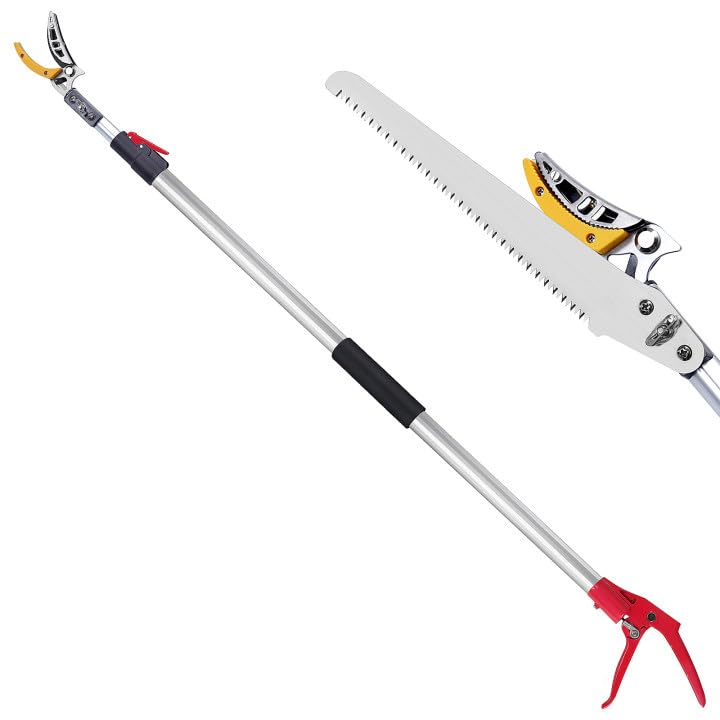 FLORA GUARD 1,3–2,2m Astschere Teleskop für frische Äste und Zweige, Teleskop Astsäge,Baumsäge mit SK5 3D Zahnung,Arbeiten an weit entfernten Stellen,Obstpflückschere zum Garten und Freien