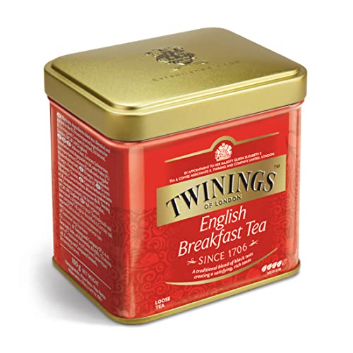 Twinings English Breakfast Tea Schwarzer Tee lose in der TeeDose kräftiger Schwarztee aus hochwertigen Teeblättern gepflückt in Sri Lankas und Indiens besten Teegärten g, Neutral, 100 gramm