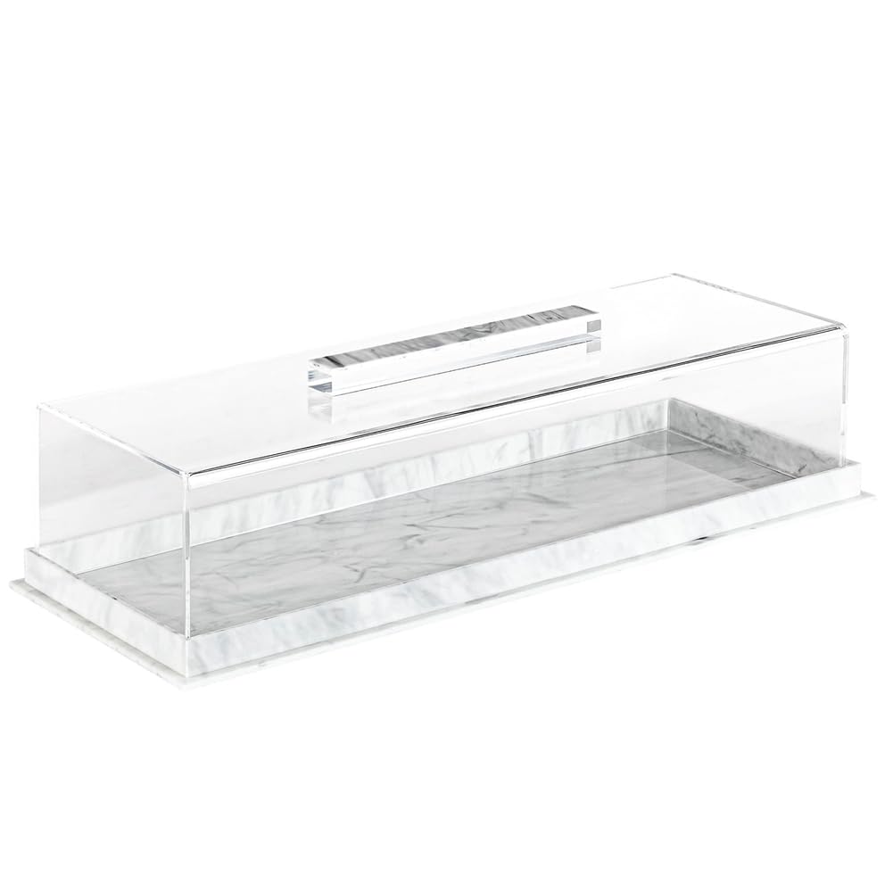 CTRLZS Rectangular Serving Tray with Lid Marbleized Grain Rectangular Cake Stand Acrylic Cake Holder Rectangle Pastry Display
