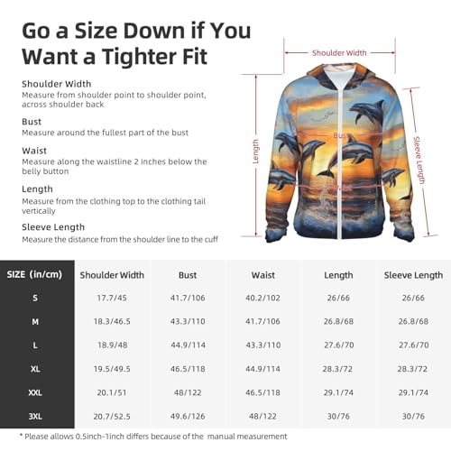 UPF 50+ Sun Protection Hoodie Long Sleeve Dolphins at Sunset Sun Shirt Rash Guard Fishing Shirts for Men2