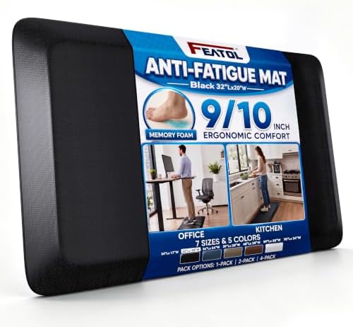 FEATOL Anti Fatigue Mat for Standing Desk & Kitchen Floor, 9/10 E...