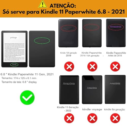 Capa Compatível com Kindle 11º Geração Paperwhite 6.8 2021 Diversas Cores Função ON/OFF ((Não compat