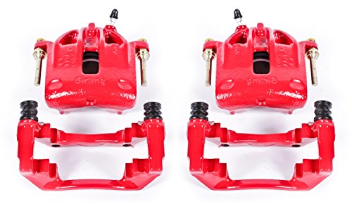 Image of PowerStop Front Red Powder Coated Brake Caliper Pair for BMW 318i 1991 |318is 1991 |325 1986-88 |325e 1984-87 |325es 1986-87 |BMW 325i 1987-91 - High-Temp Brake Caliper Upgrade, S1138