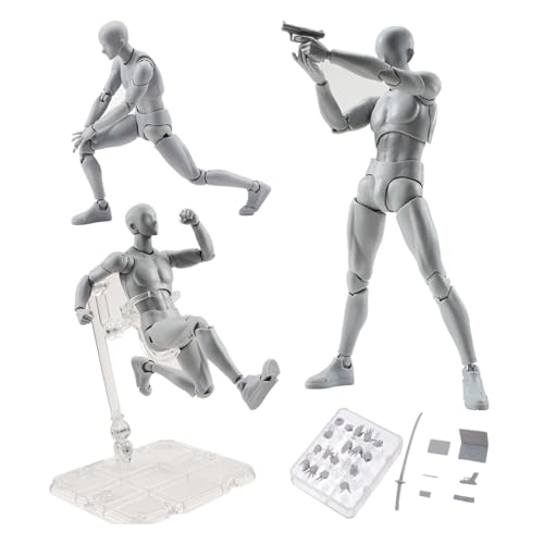 Image of Action Figure PVC Drawing Model, Artists Manikin Action Figure Drawing Model, 3D Mannequin Body Kun Doll, Artists Manikin for Sketching, Painting and Drawing(Grey, Male)