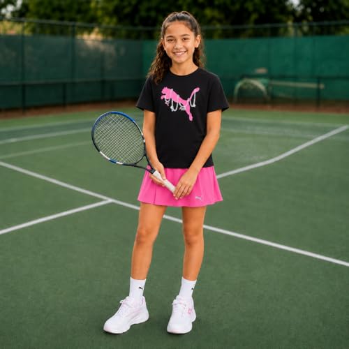 Image of PUMA Girls Athletic Skort Set - 2 Piece Workout Set Active Skirt with Shorts & Short Sleeve T-Shirt Girls Athletic Outfit