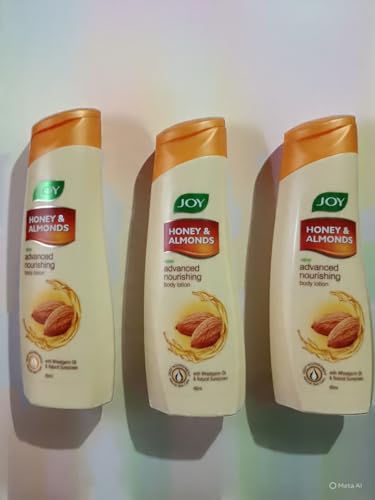 Image of Joy Honey & Almonds Advanced Nourishing Body Lotion with Wheatgerm Oil, Pack of 2, 80ml